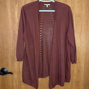 Maurices deep red cardigan, 3/4 sleeve, plus size 1